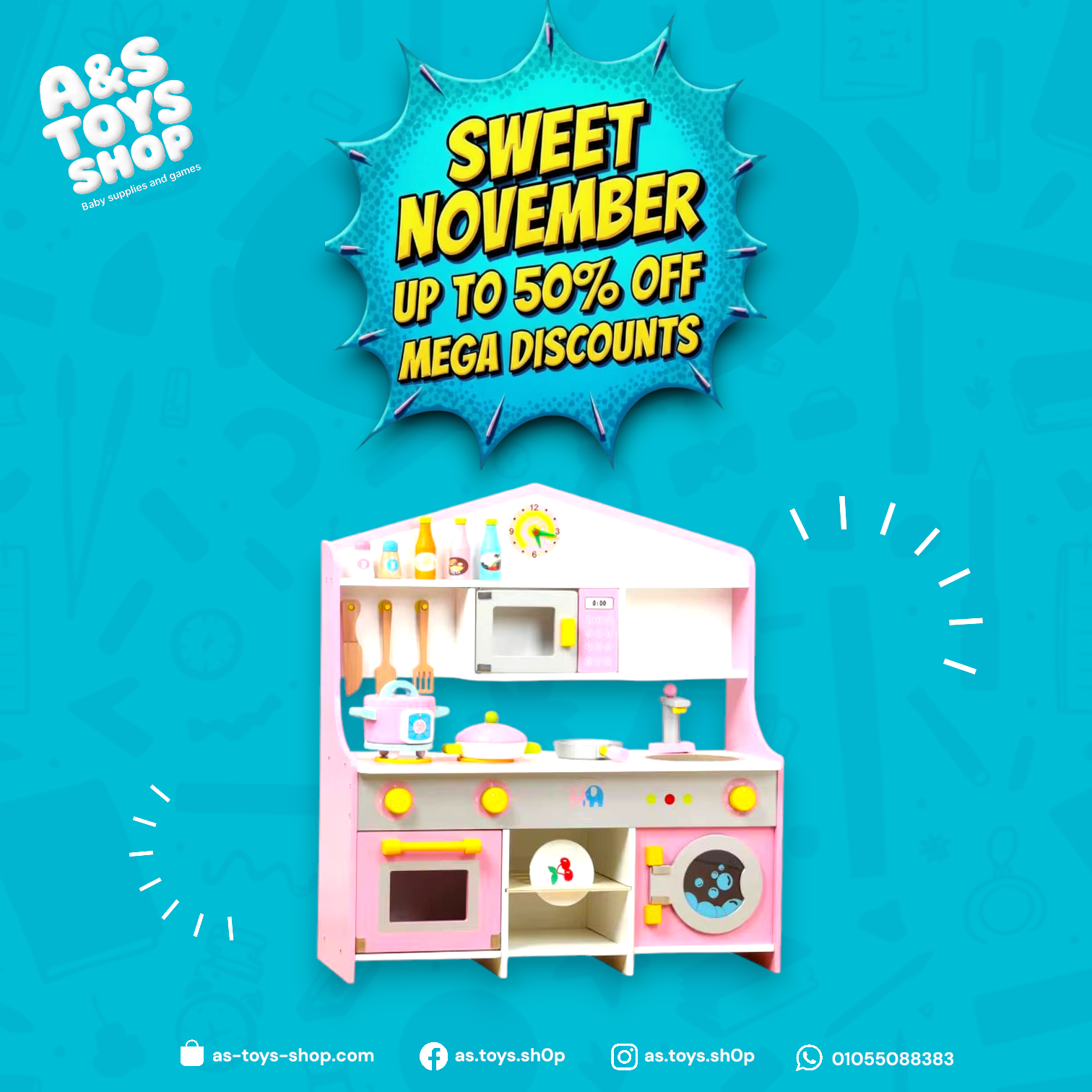 Wooden Kitchen Playset – 70 cm