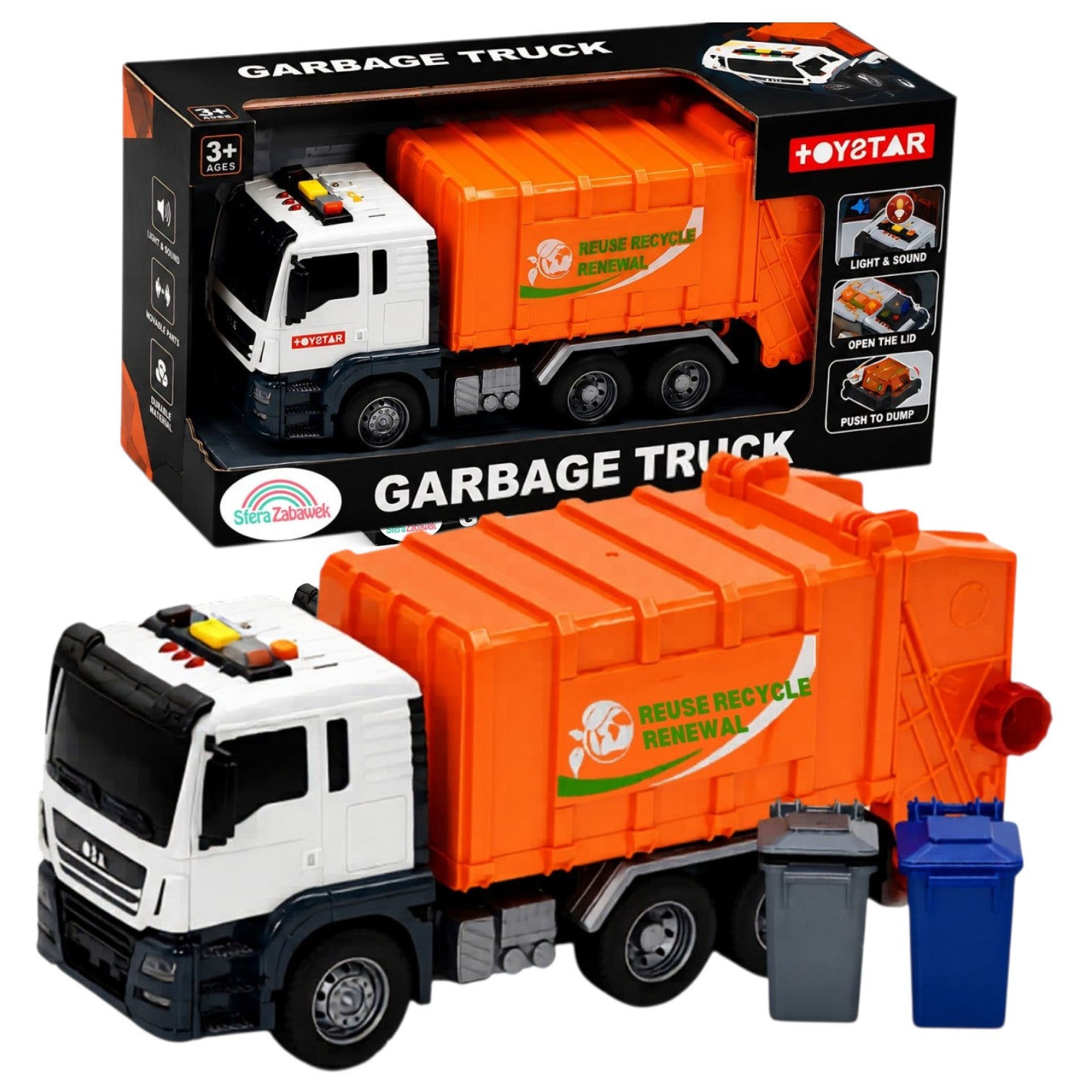 Jin Jia Garbage Truck – Realistic Lights & Sounds Recycling Toy