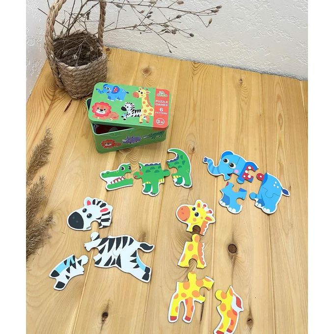 Duoqu Educational Puzzle Set in Metal Storage Box – 6 Puzzles