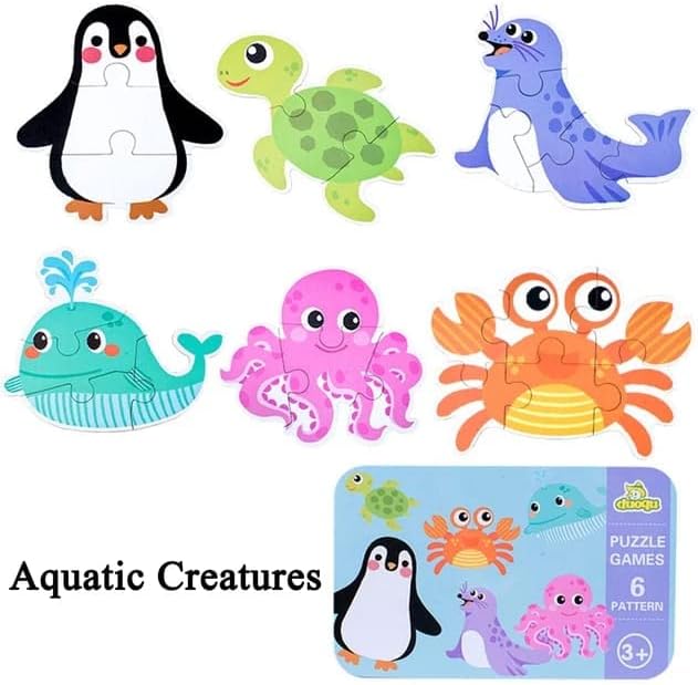 Duoqu Educational Puzzle Set in Metal Storage Box – 6 Puzzles
