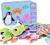 Duoqu Educational Puzzle Set in Metal Storage Box – 6 Puzzles