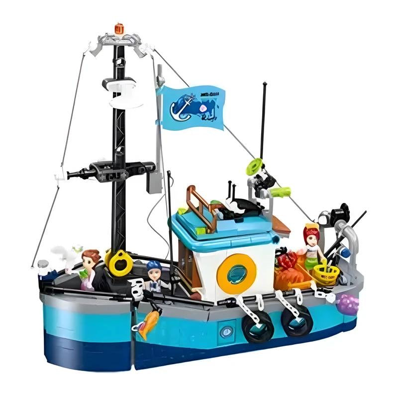 Fishing Boat Building Set – JIE STAR Dream Town (657 Pieces)