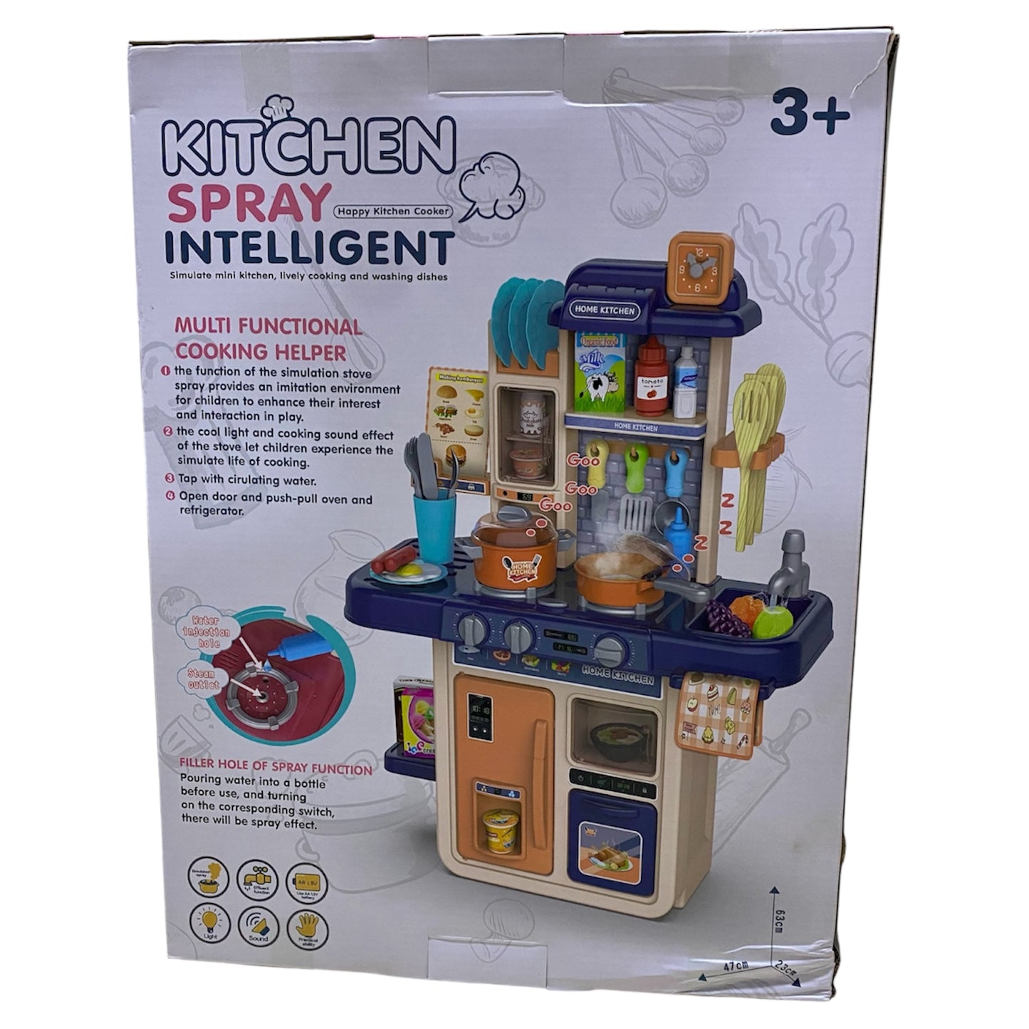 Kids Kitchen Playset – 42 Pieces Realistic Cooking Toy Set (63 cm)
