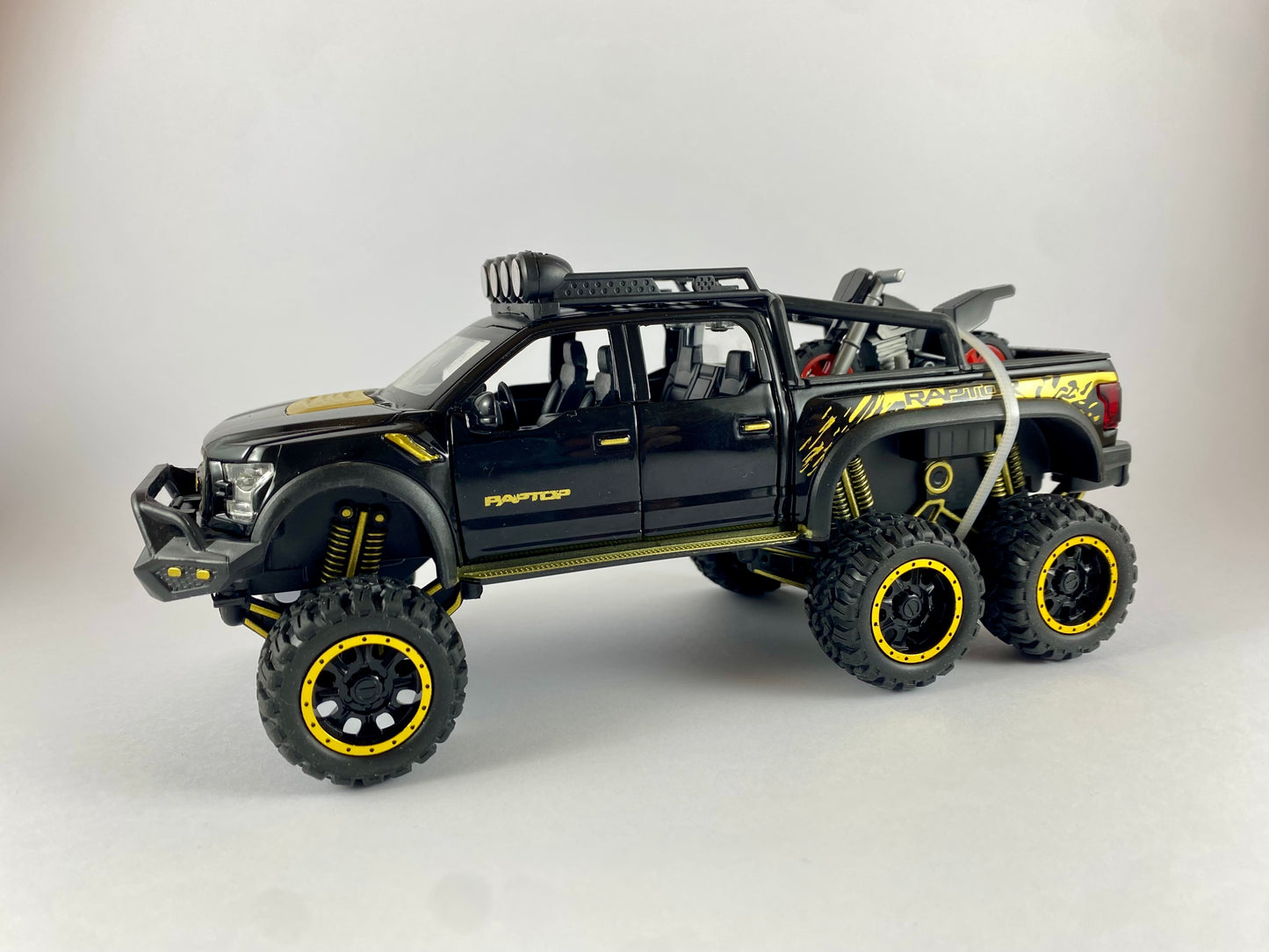 Ford Raptor Die-Cast Model Car 1:28 Scale with Motorcycle