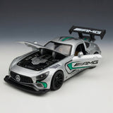 سيارة سباق AMG GT3 المصبوبة من المعدن - بمقياس 1:24 مع أضواء وأصوات