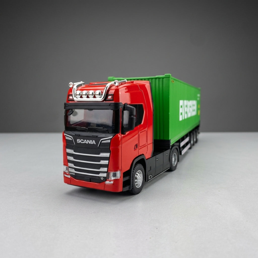 Scania Container Truck – Die-Cast Metal Trailer & Container with Light & Sound