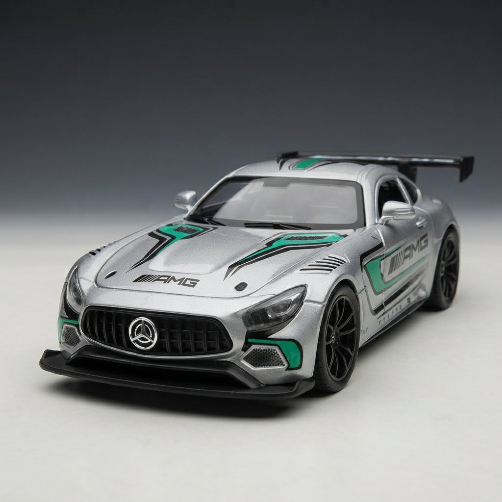 سيارة سباق AMG GT3 المصبوبة من المعدن - بمقياس 1:24 مع أضواء وأصوات