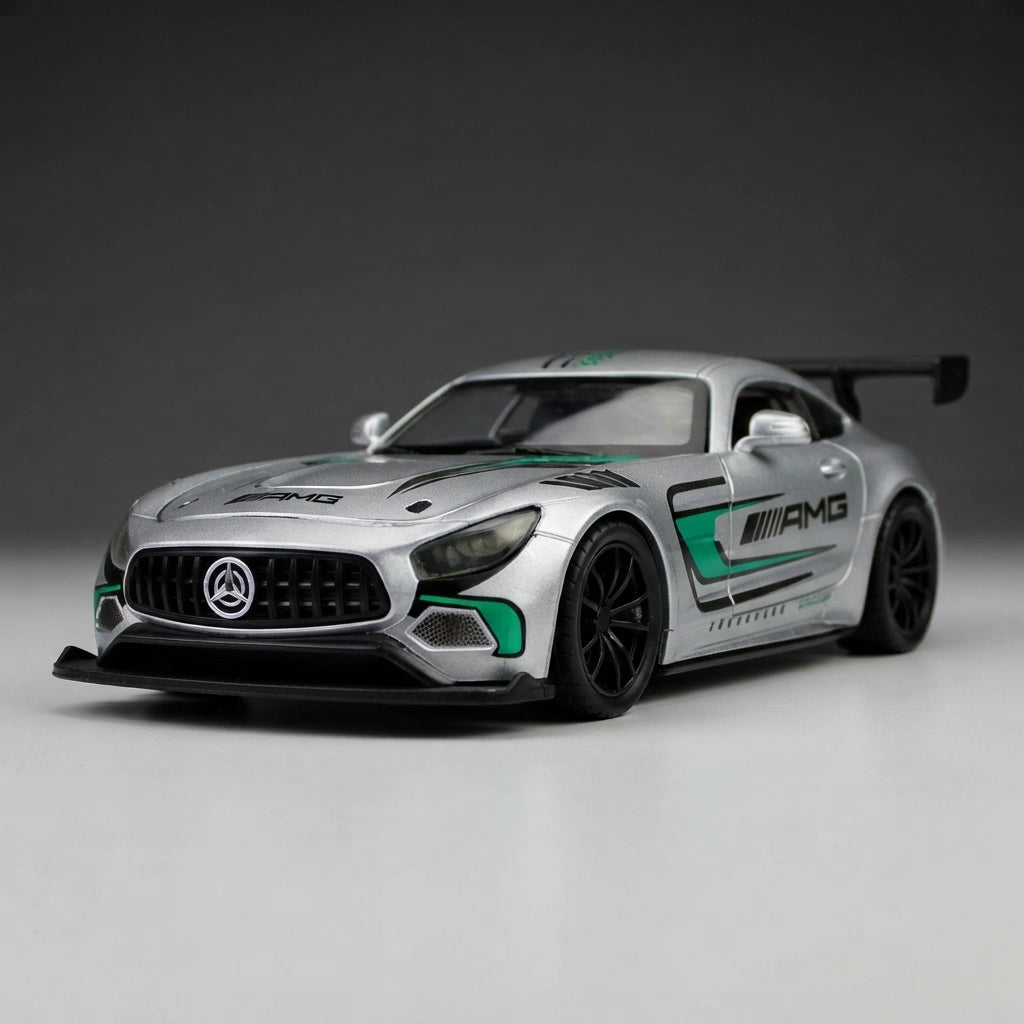 سيارة سباق AMG GT3 المصبوبة من المعدن - بمقياس 1:24 مع أضواء وأصوات