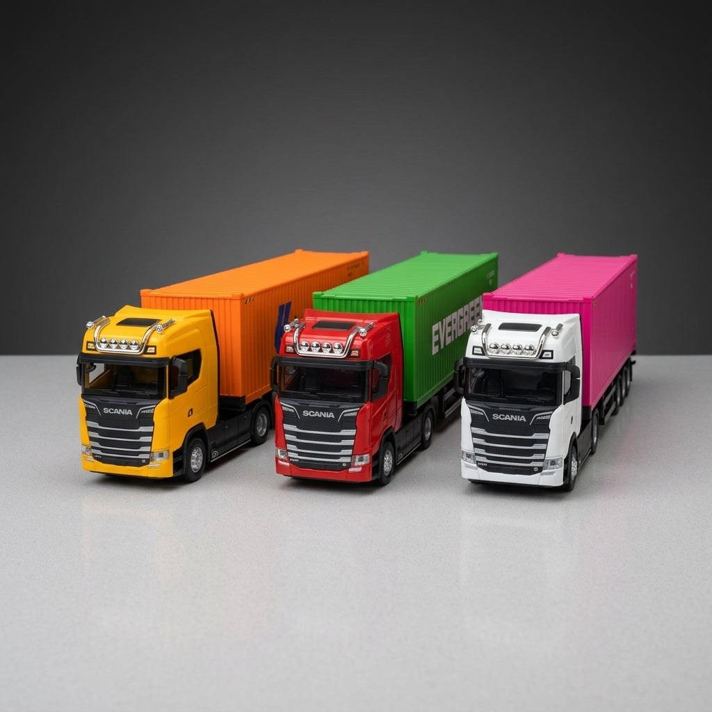 Scania Container Truck – Die-Cast Metal Trailer & Container with Light & Sound