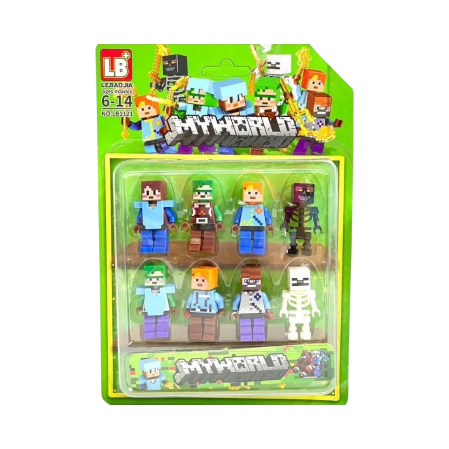 Minecraft Figures with Weapons — 8-Piece Set