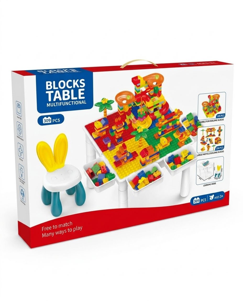 Multi-Functional Building Blocks Table Set – 309 Pieces