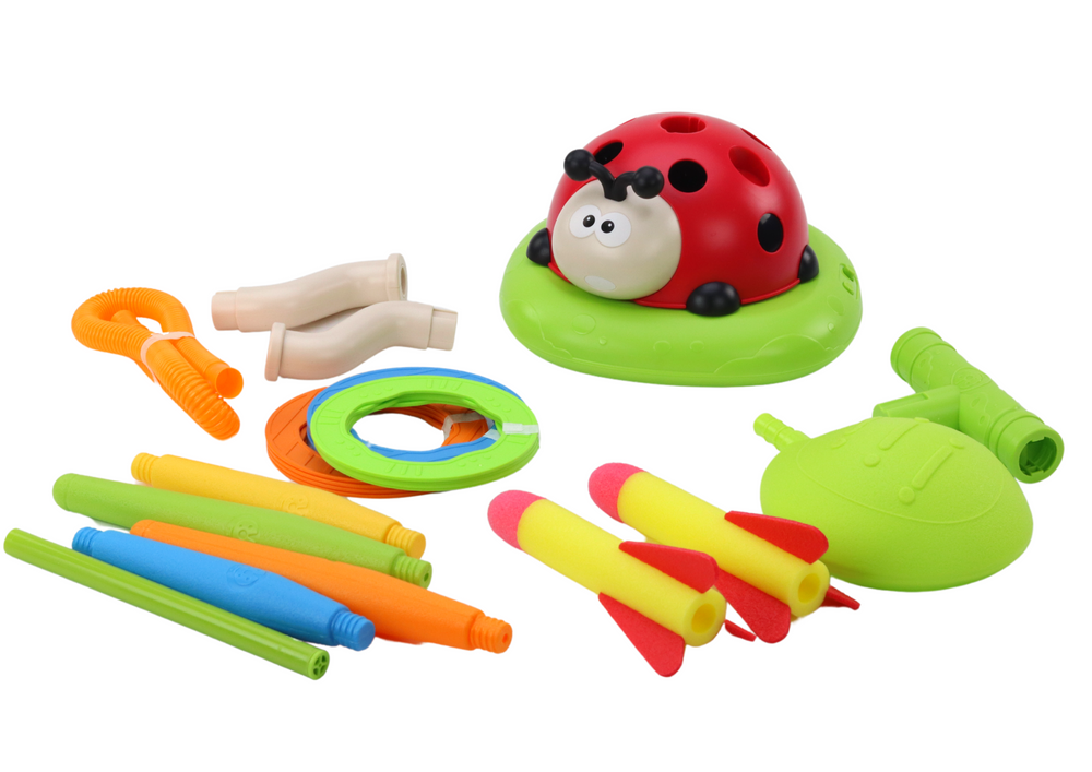 3-in-1 Musical Jump, Ring Toss & Rocket Launcher for Kids