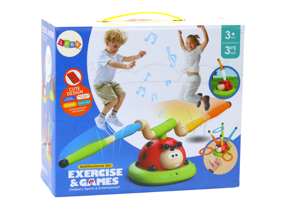 3-in-1 Musical Jump, Ring Toss & Rocket Launcher for Kids
