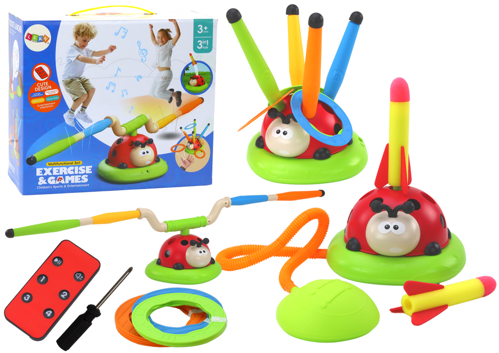 3-in-1 Musical Jump, Ring Toss & Rocket Launcher for Kids
