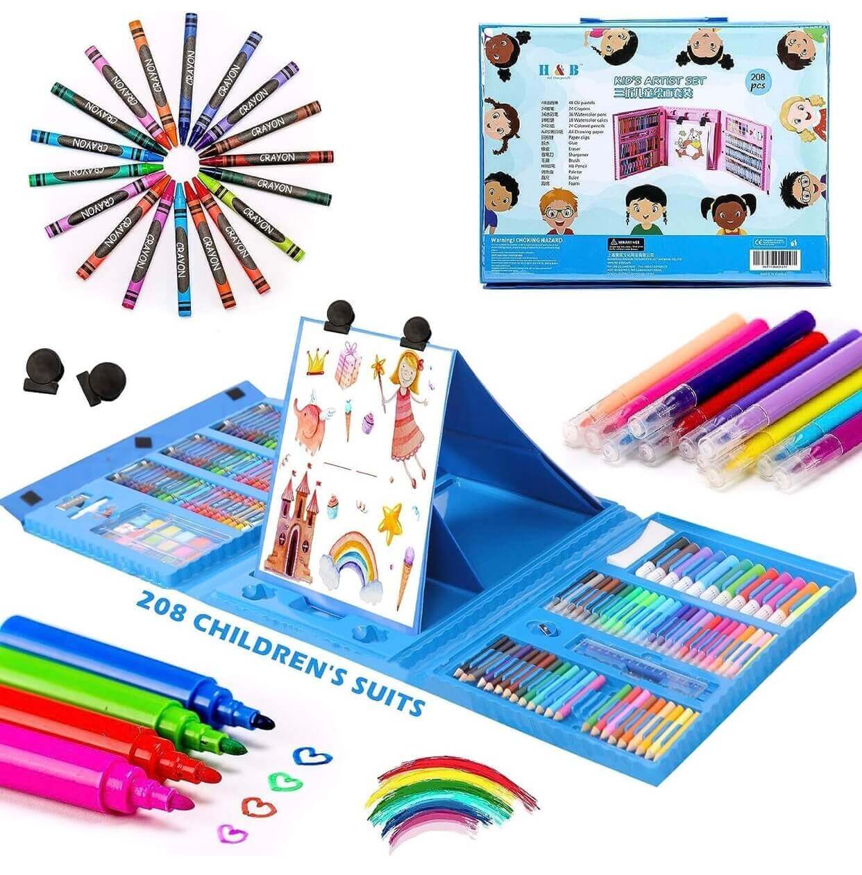 208-Piece Complete Art Set — Double-Sided Stand