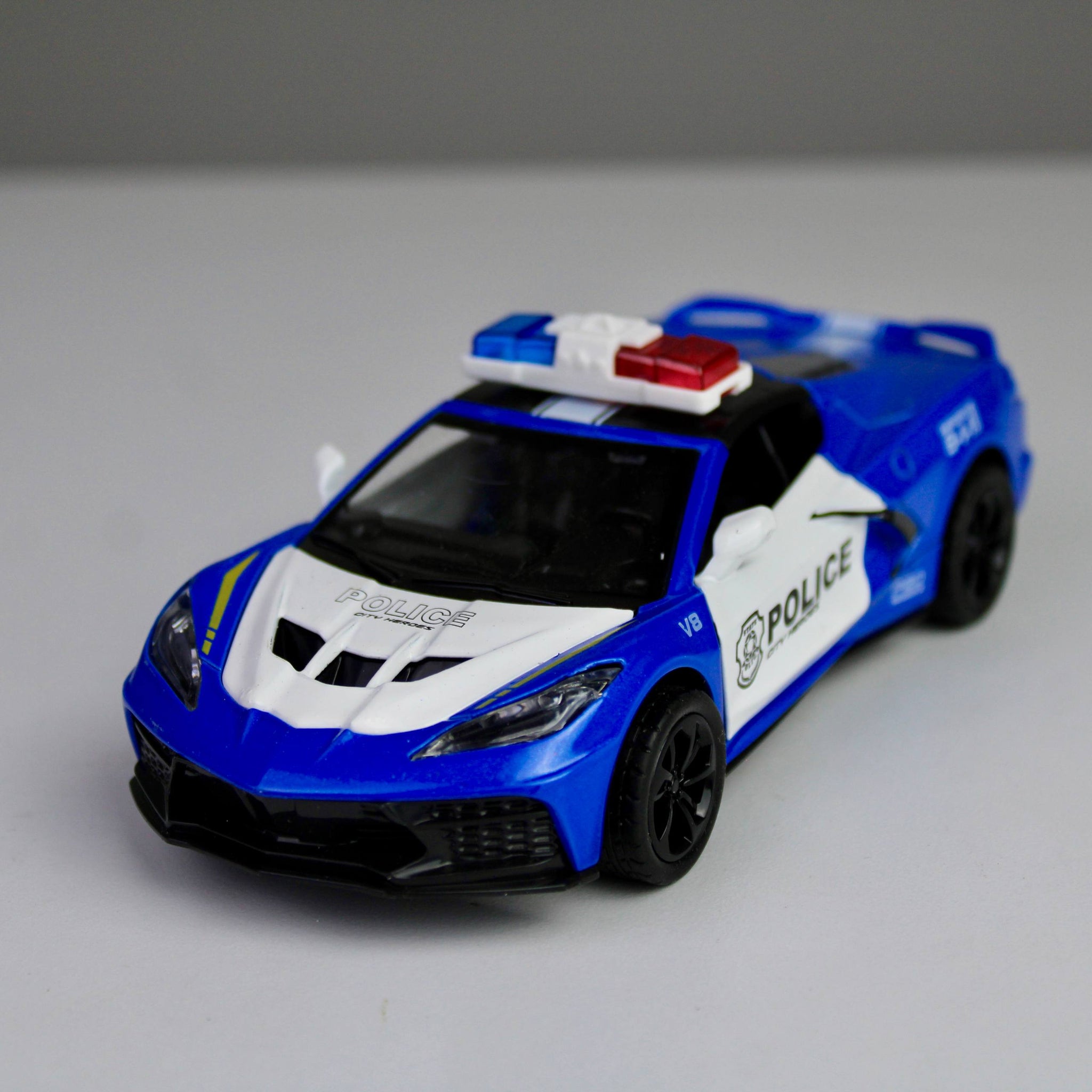 Police Sports Car Die-Cast 1:28 – Metal Model with Lights & Siren Sounds