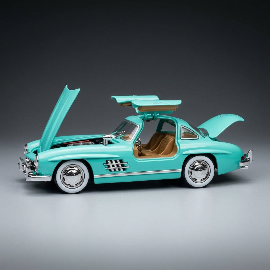سيارة مجسمة مصبوبة من مرسيدس-بنز 300SL Gullwing بمقياس 1:22 مع إضاءة وصوت