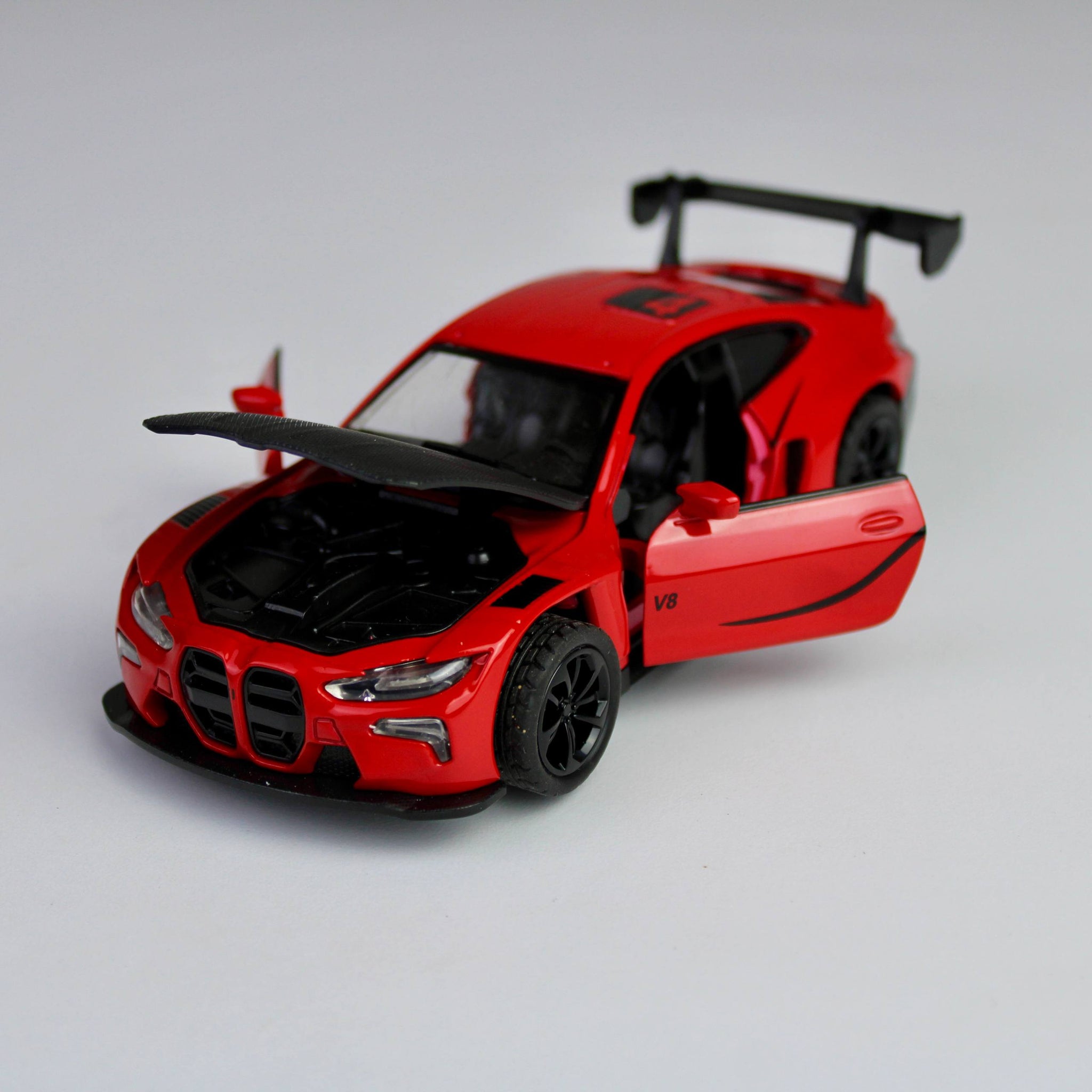 BMW M4-Inspired Racing Car Die-Cast 1:28 – Metal Model with Lights & Sounds