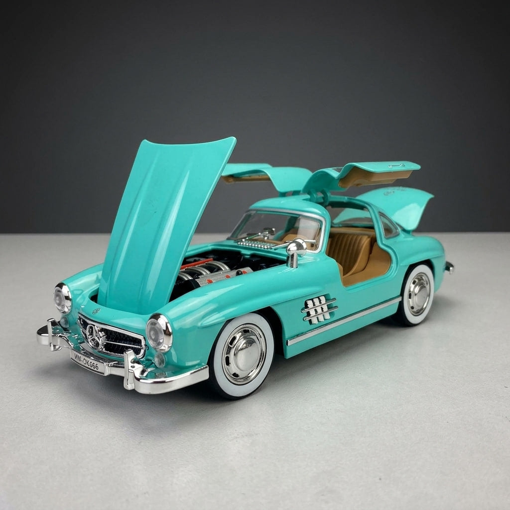 سيارة مجسمة مصبوبة من مرسيدس-بنز 300SL Gullwing بمقياس 1:22 مع إضاءة وصوت