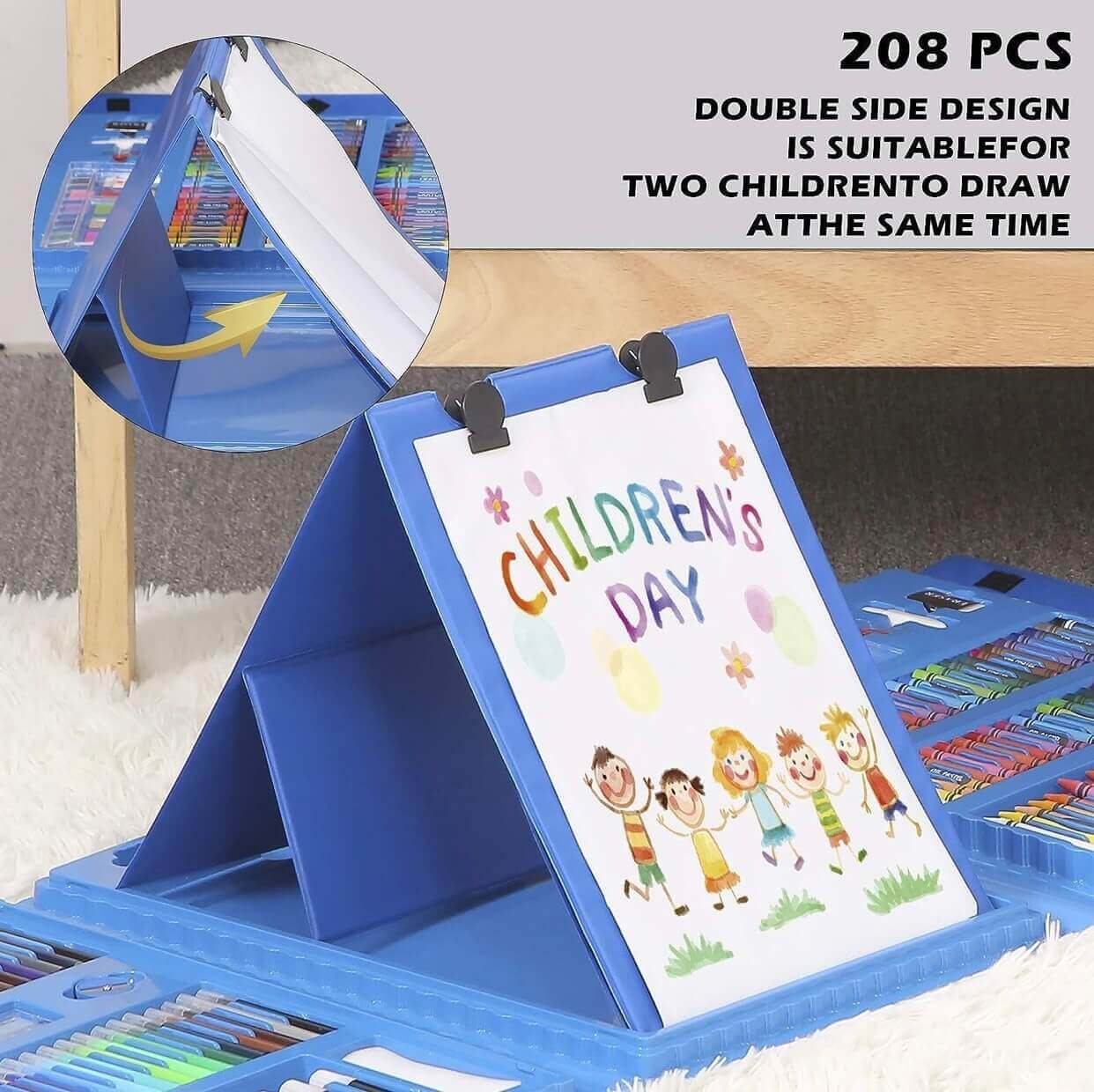 208-Piece Complete Art Set — Double-Sided Stand