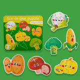 مجموعة ألغاز خشبية 6 في 1 للأطفال - تعليمية وممتعة