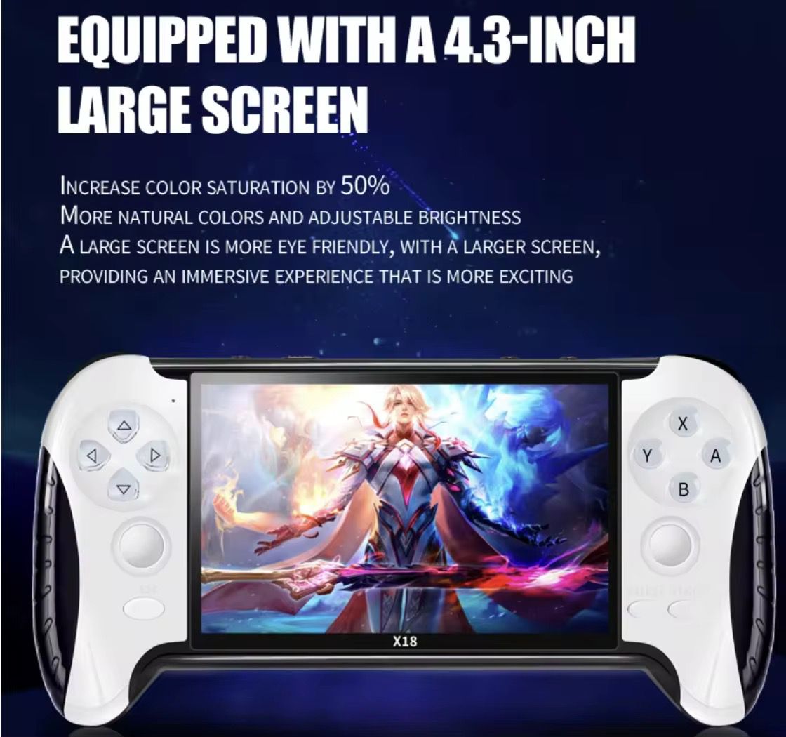 جهاز الألعاب المحمول GC X18 – شاشة 4.3 بوصة | أكثر من 10,000 لعبة كلاسيكية
