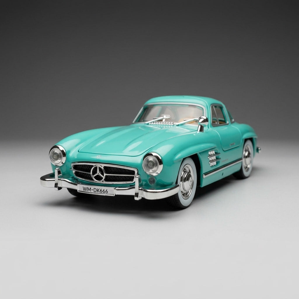 سيارة مجسمة مصبوبة من مرسيدس-بنز 300SL Gullwing بمقياس 1:22 مع إضاءة وصوت