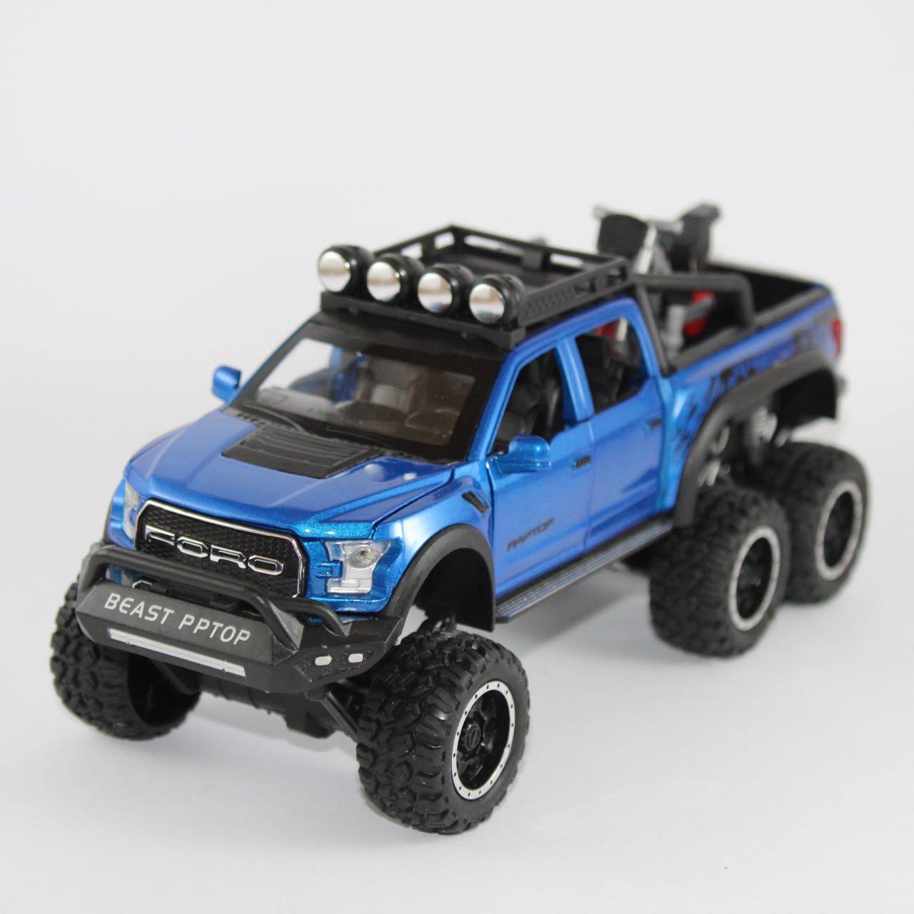 Ford Raptor Die-Cast Model Car 1:28 Scale with Motorcycle