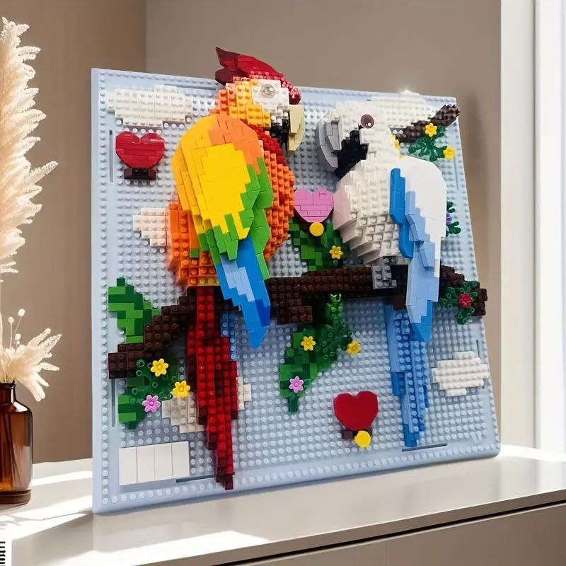HEGOAI Parrot Building Set – Colorful Parrot Duo on Tree Branch | 688 Pieces
