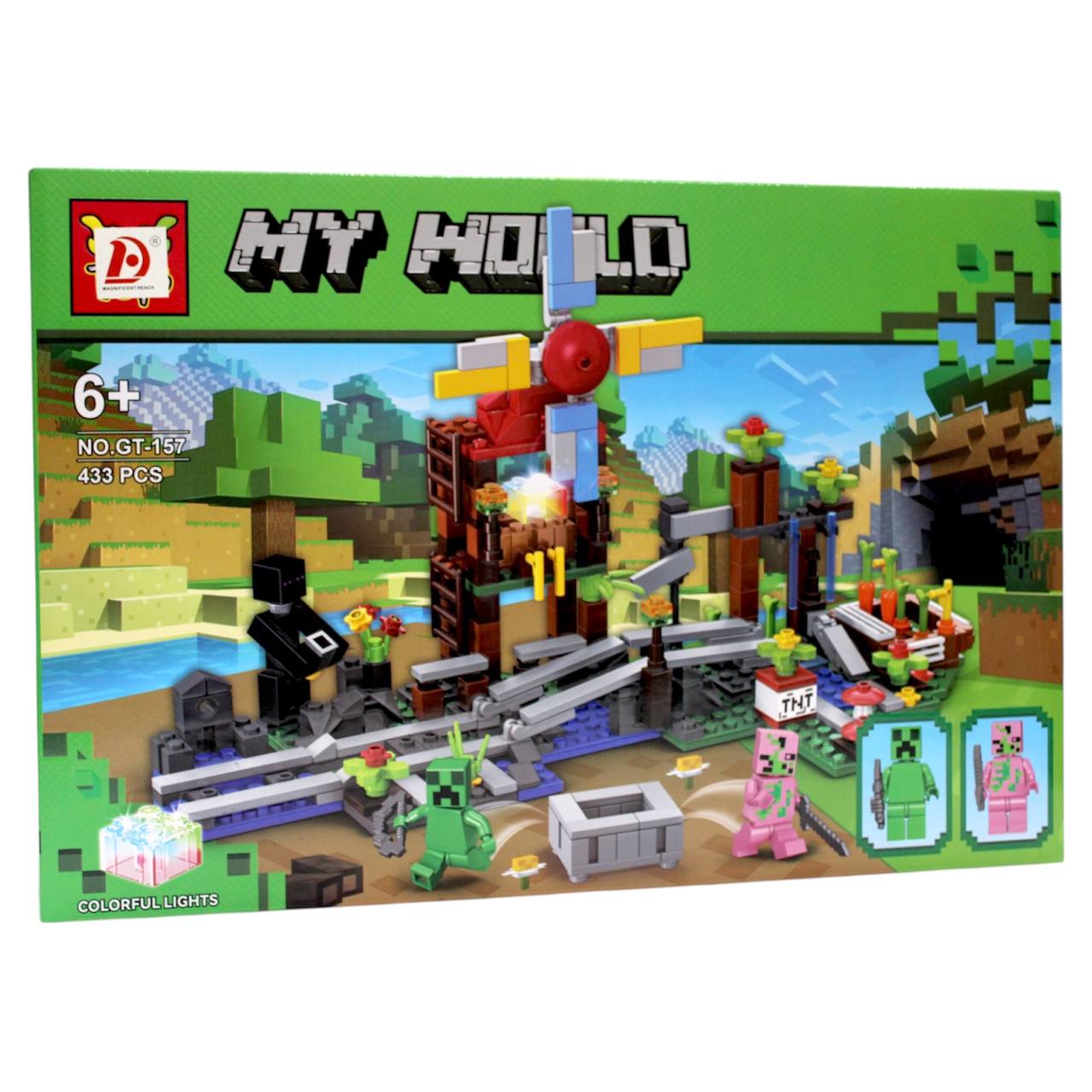 ليجو MY WORLD – مجموعة ماينكرافت GT-157 | 433 قطعة | مغامرة وإضاءة LED