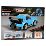 DSPEED RACING 2-in-1 Sky Blue Car & Mecha Building Set – 207 Pieces | Transformable Racing Toy