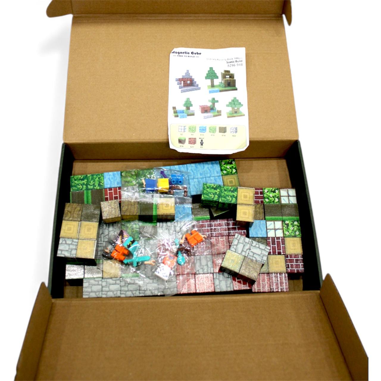 Build World Magnetic Minecraft Blocks Set (100 Pieces)