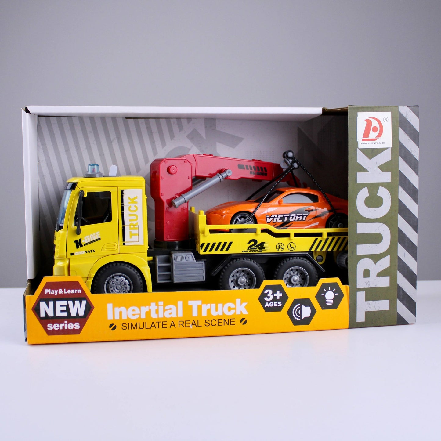 Inertial Tow Truck Toy with Sports Car