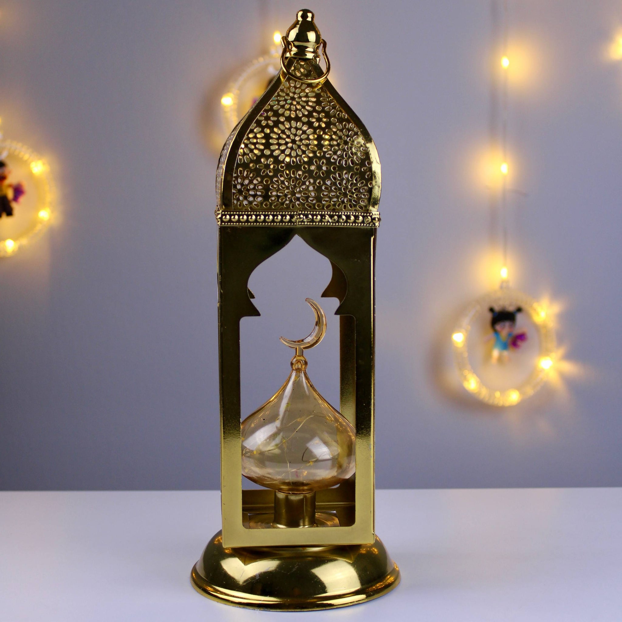 فانوس ليان إسلامي معدن ببلورة زجاج