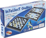 مجموعة ألعاب الذكاء 3 في 1 – شطرنج، داما وطاولة زهر