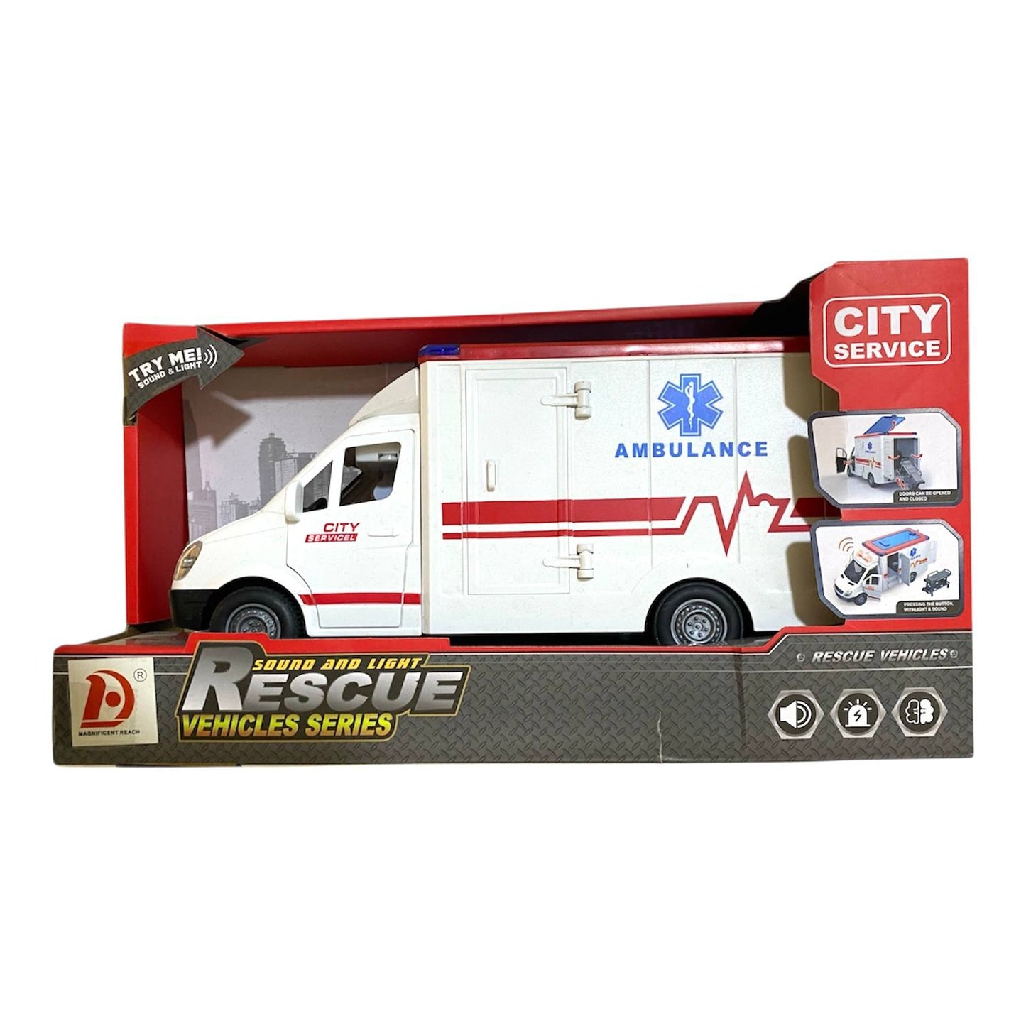 سيارة إسعاف لإنقاذ المدينة - تعمل بالاحتكاك مع ضوء وصوت