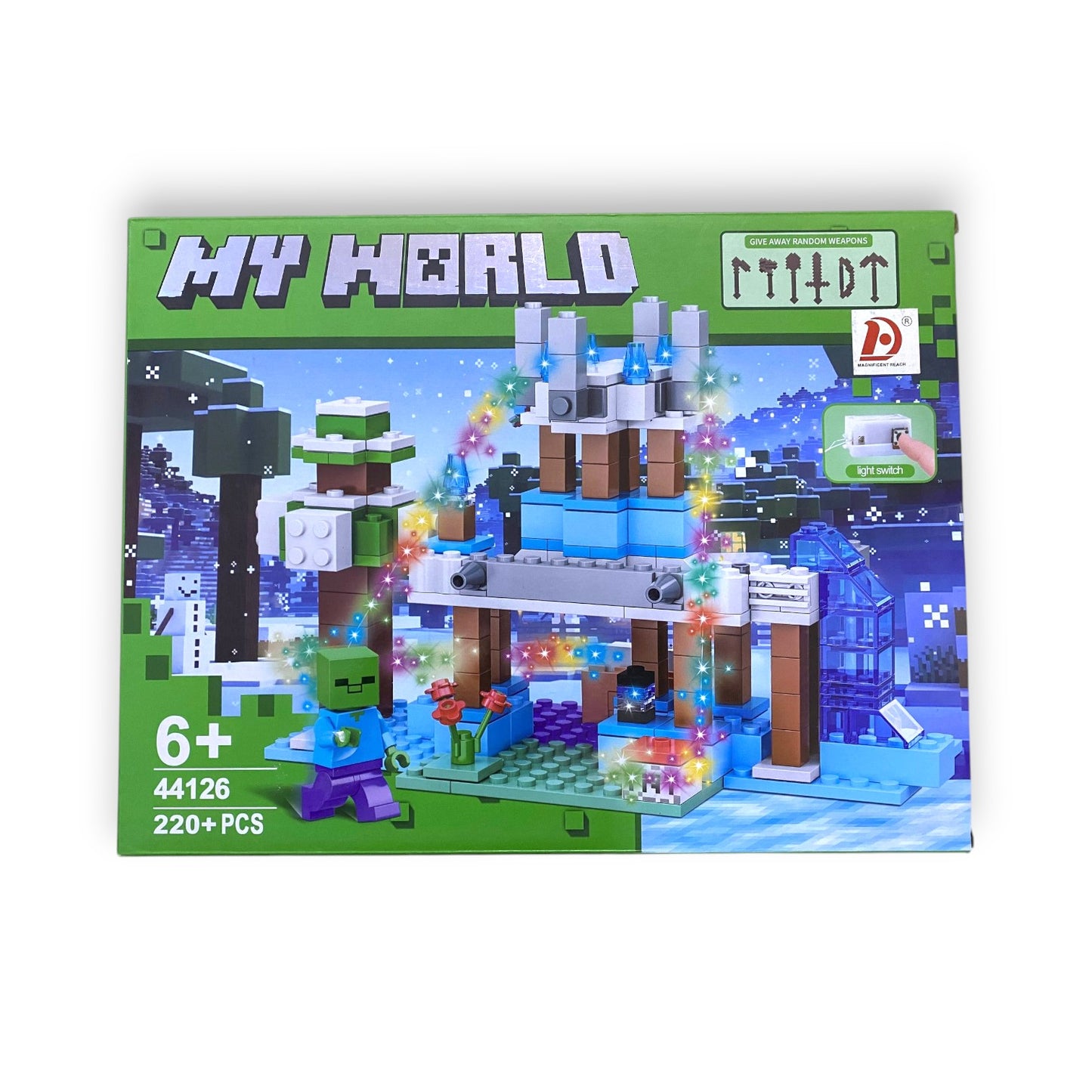 My World Building Blocks Set – 220 Pieces with LED Light Compatible with Minecraft Style