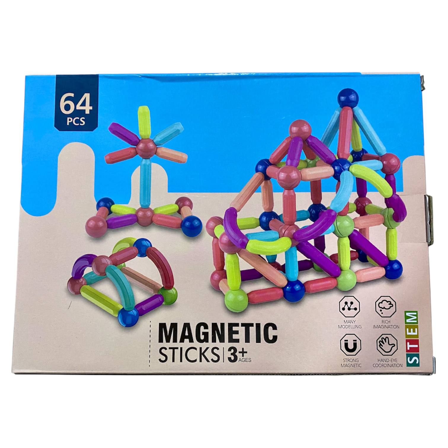 Magnetic Building Blocks Set – 64 Pieces Colorful Magnetic