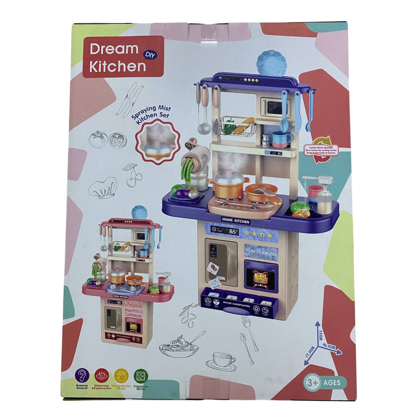 Kids Kitchen Playset 75cm with Clay Machine – Pretend Cooking Toy Set