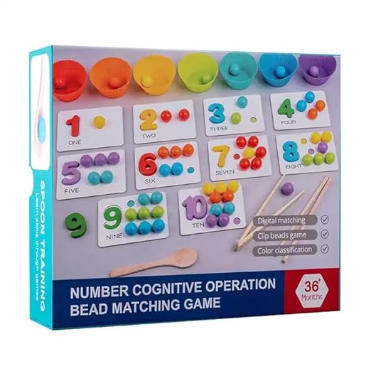 Wooden Number & Bead Matching Game – Educational Counting & Sorting Toy