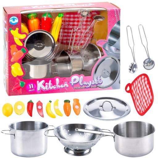 Metal Kitchen Cookware Set for Kids – Pretend Play Cooking Set