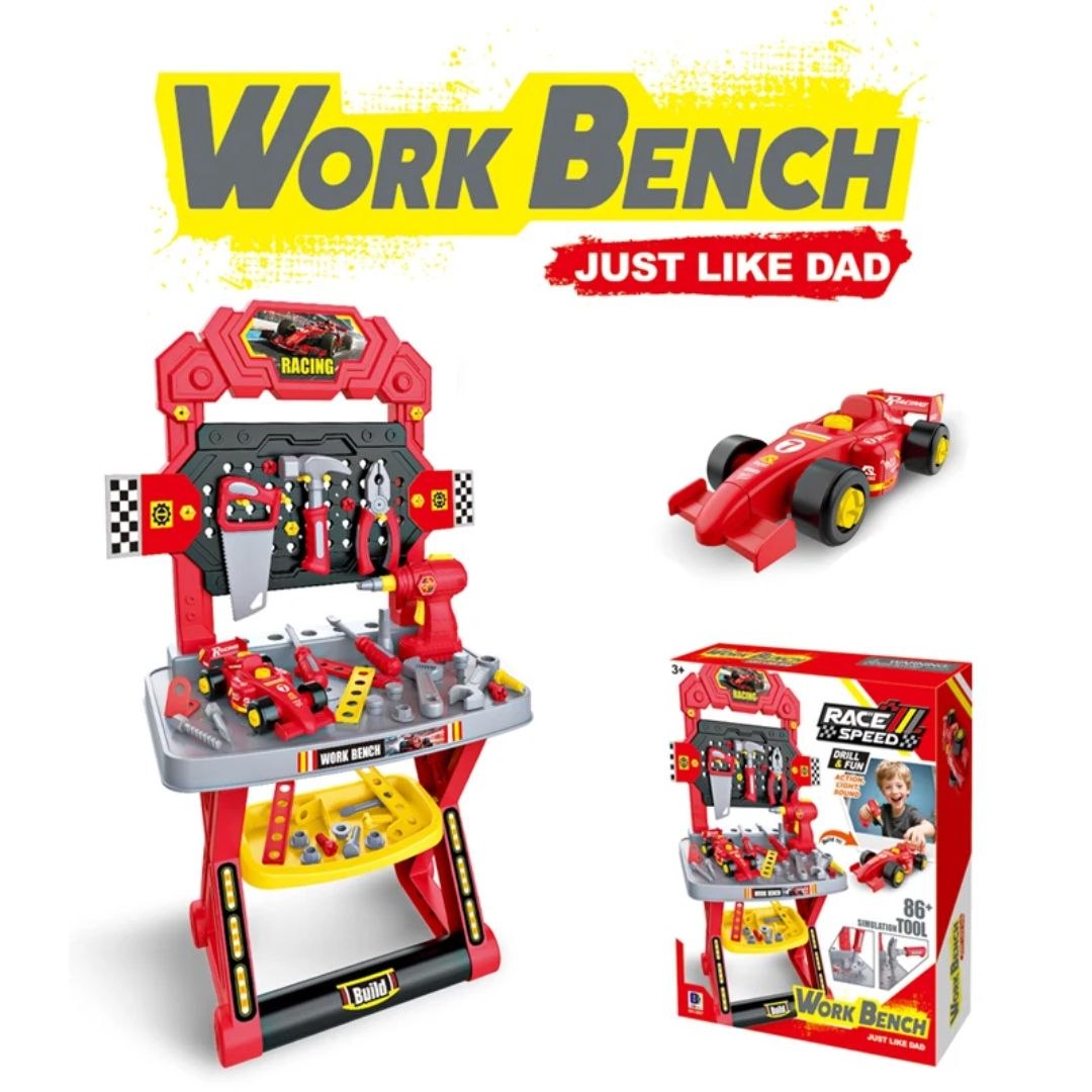 Kids Racing Car Workshop Set – 86+ Pieces DIY Building Kit