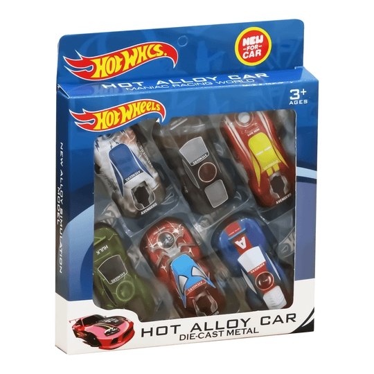6-Piece Die-Cast Racing Car Set – Metal Collection with Display Case
