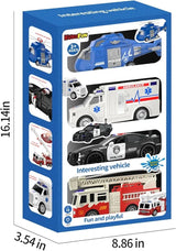 KukuFun Emergency Rescue Vehicle Set – 4 Vehicles in 1 Pack with Lights & Sounds