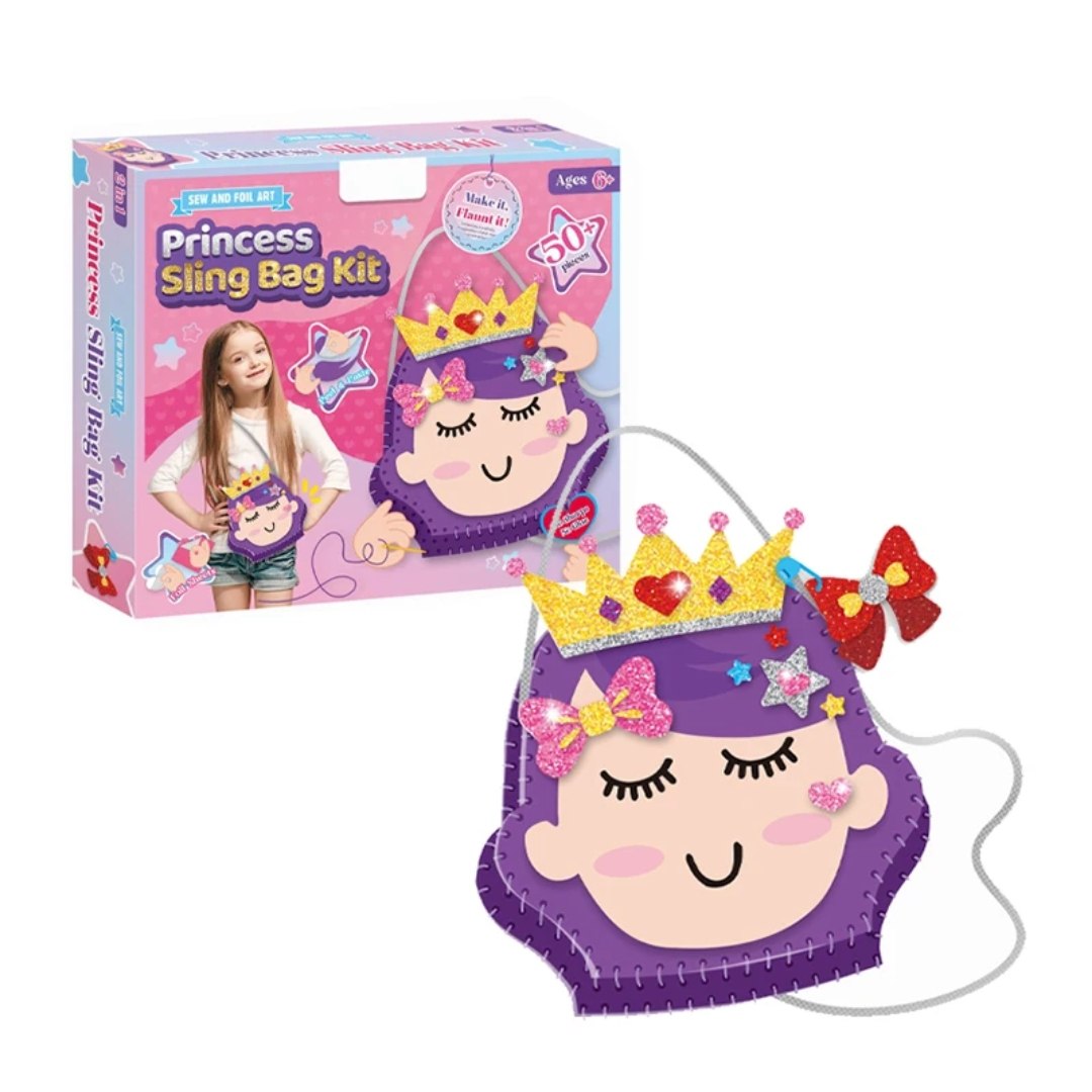 Princess Sling Bag Kit – DIY Sewing & Craft Set for Girls (50+ Pieces)