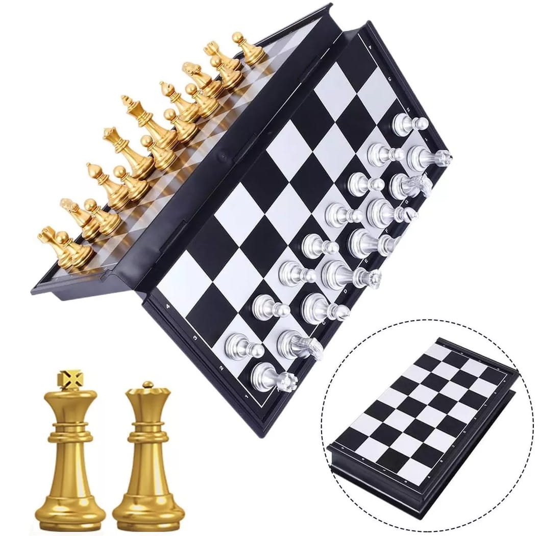 Luxury Magnetic Staunton Chess Set – Gold & Silver Edition (35.5 cm)