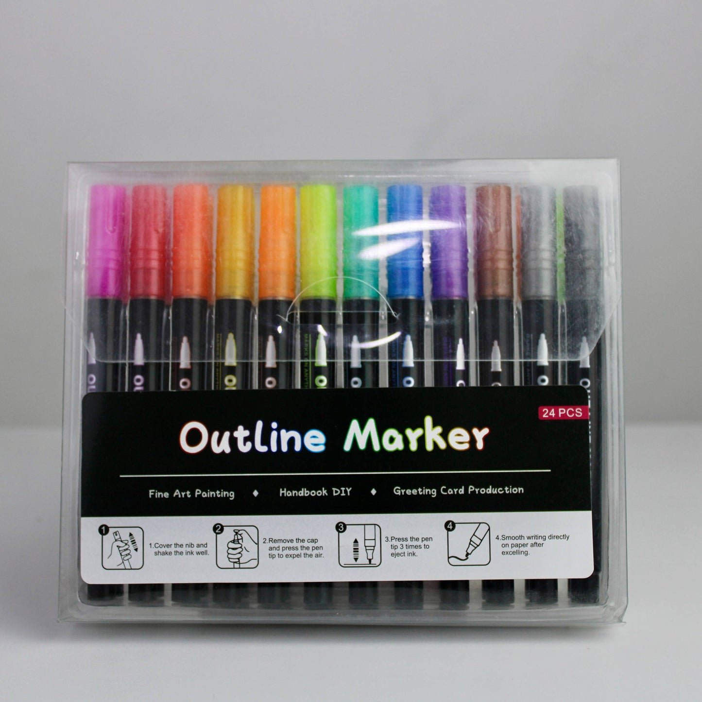 24-Color Outline Glitter Marker Pen Set