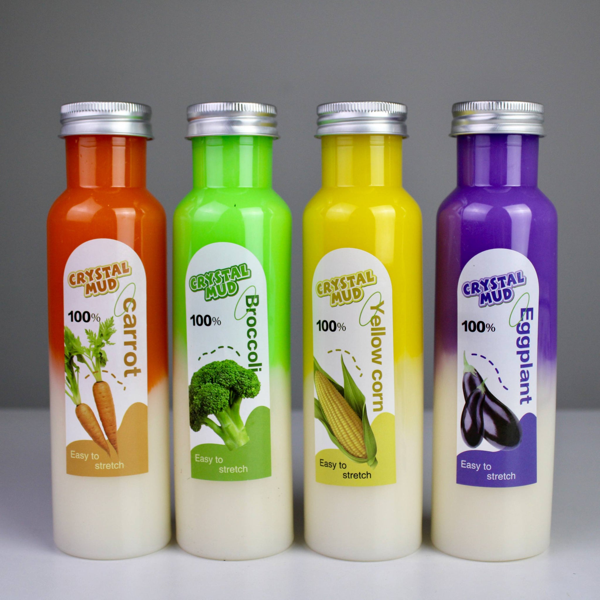 Crystal Mud – Clear Stretchy Slime with Vegetable-Inspired Colors