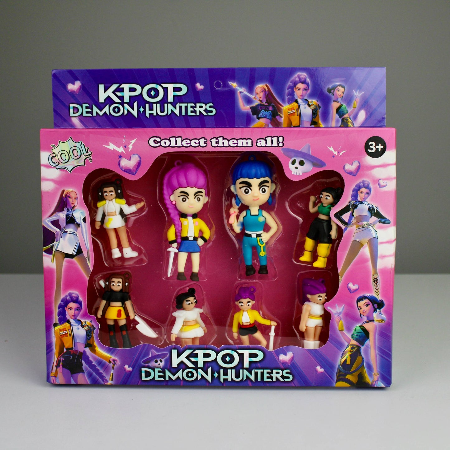 K-Pop Demon Hunters 8-in-1 Chibi Character Collection – Mini Figures with Key Rings