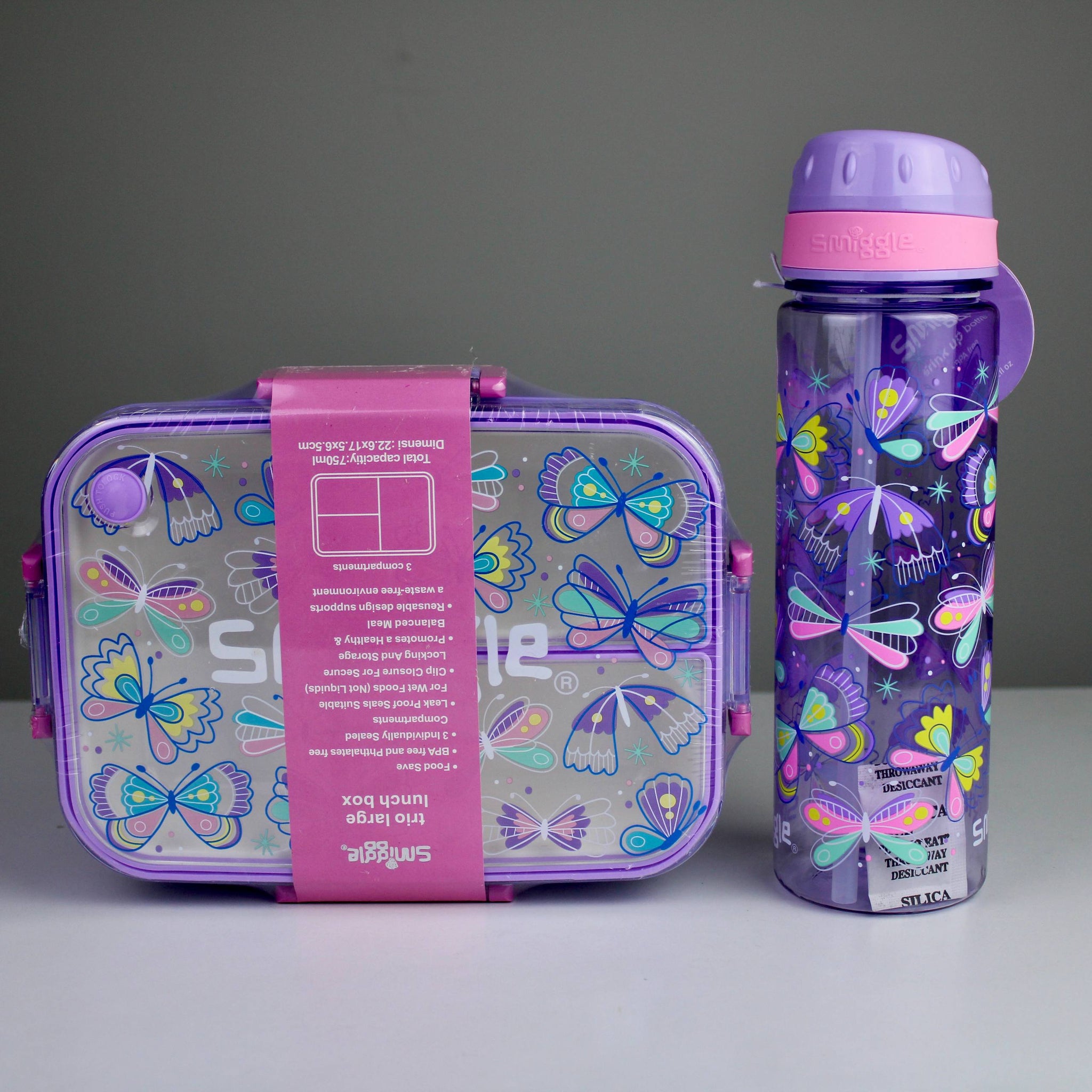 Smiggle Girly School Lunch Set – 750ml Lunch Box + 650ml Tritan Bottle